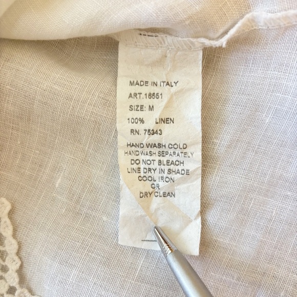 Laura Bianchi White 100% Linen Tank Top  Blouse Women's Medium Made in Italy - Picture 9 of 10